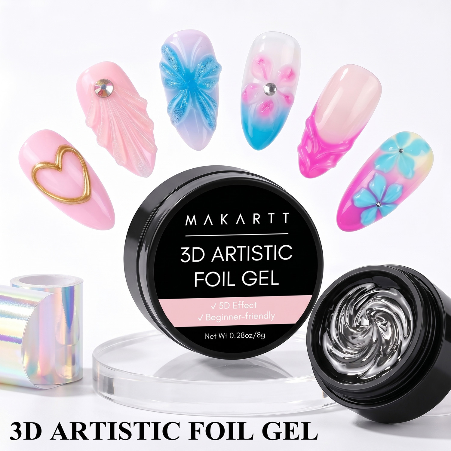 Nail Foil Transfer - جل أظافر ماكارت ثلاثي الأبعاد 8