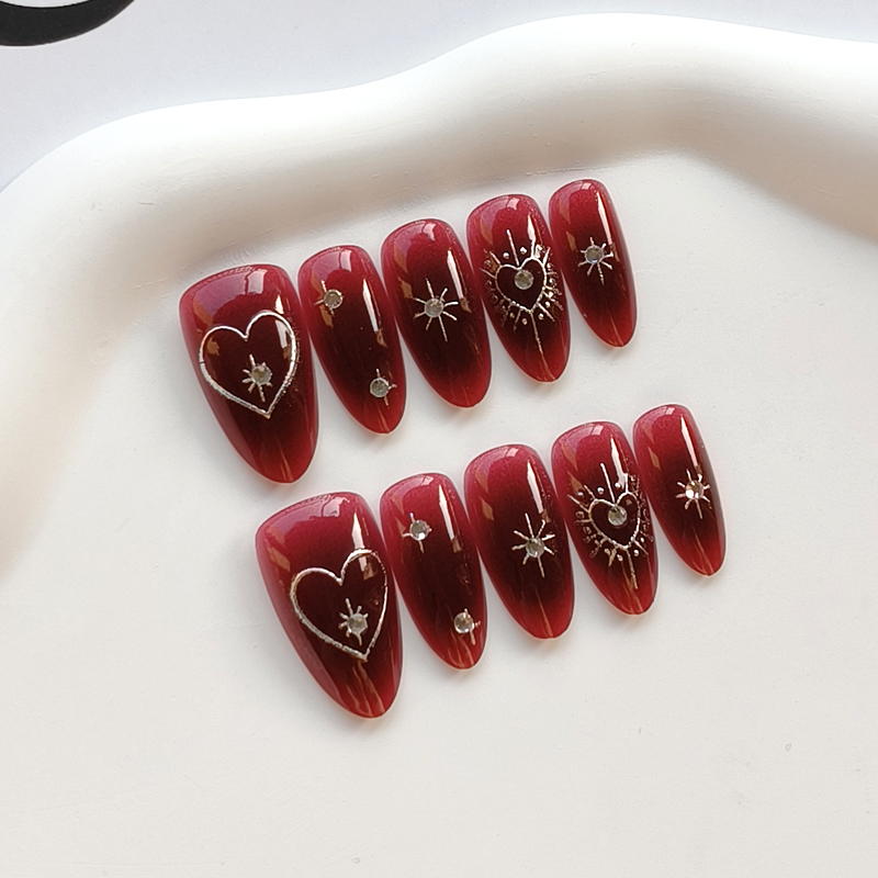 Nail Art Simple Elegant - 10 قطع من الأظافر الصناعية الفرنسية