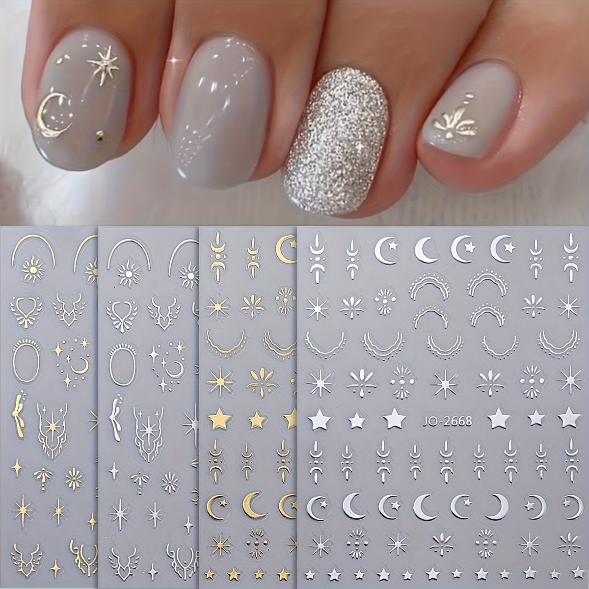Nail Art Quotes - مجموعة من 4 ملصقات بوهيمية على