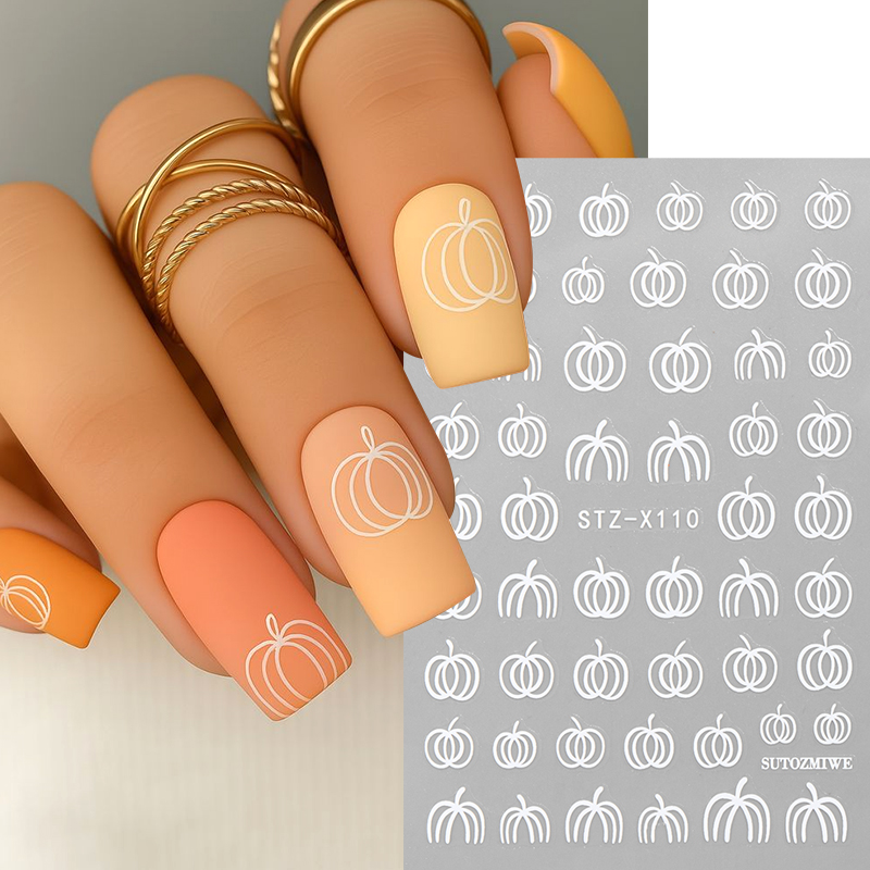 Nail Art Simple Elegant - قطعتان من ملصقات الأظافر الأنيقة البيضاء