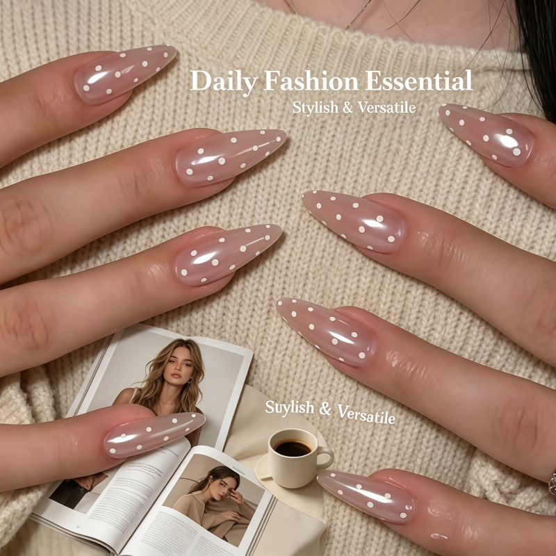 Nail Art Simple Elegant - 24 قطعة من الأظافر الاصطناعية اللامعة