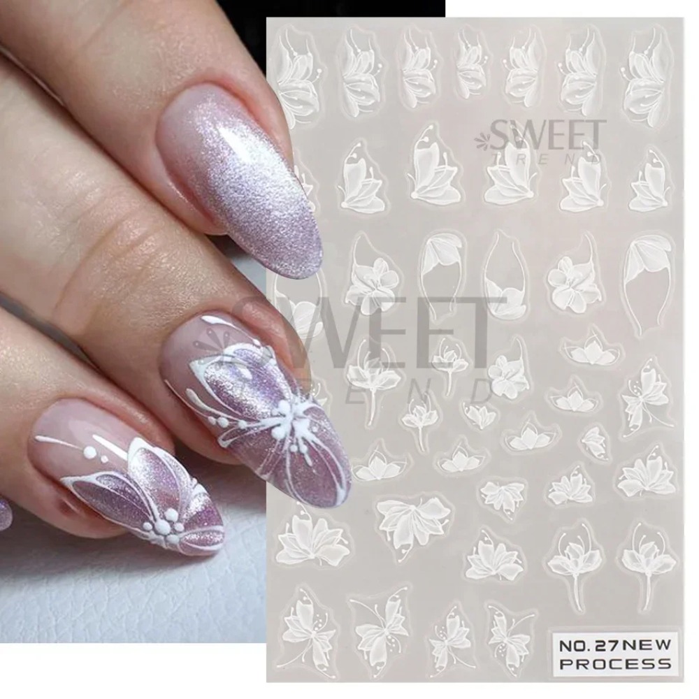 الدانتيل الأبيض زهرة مسمار الف - مراجعة Nail Art Simple Elegant وسعره