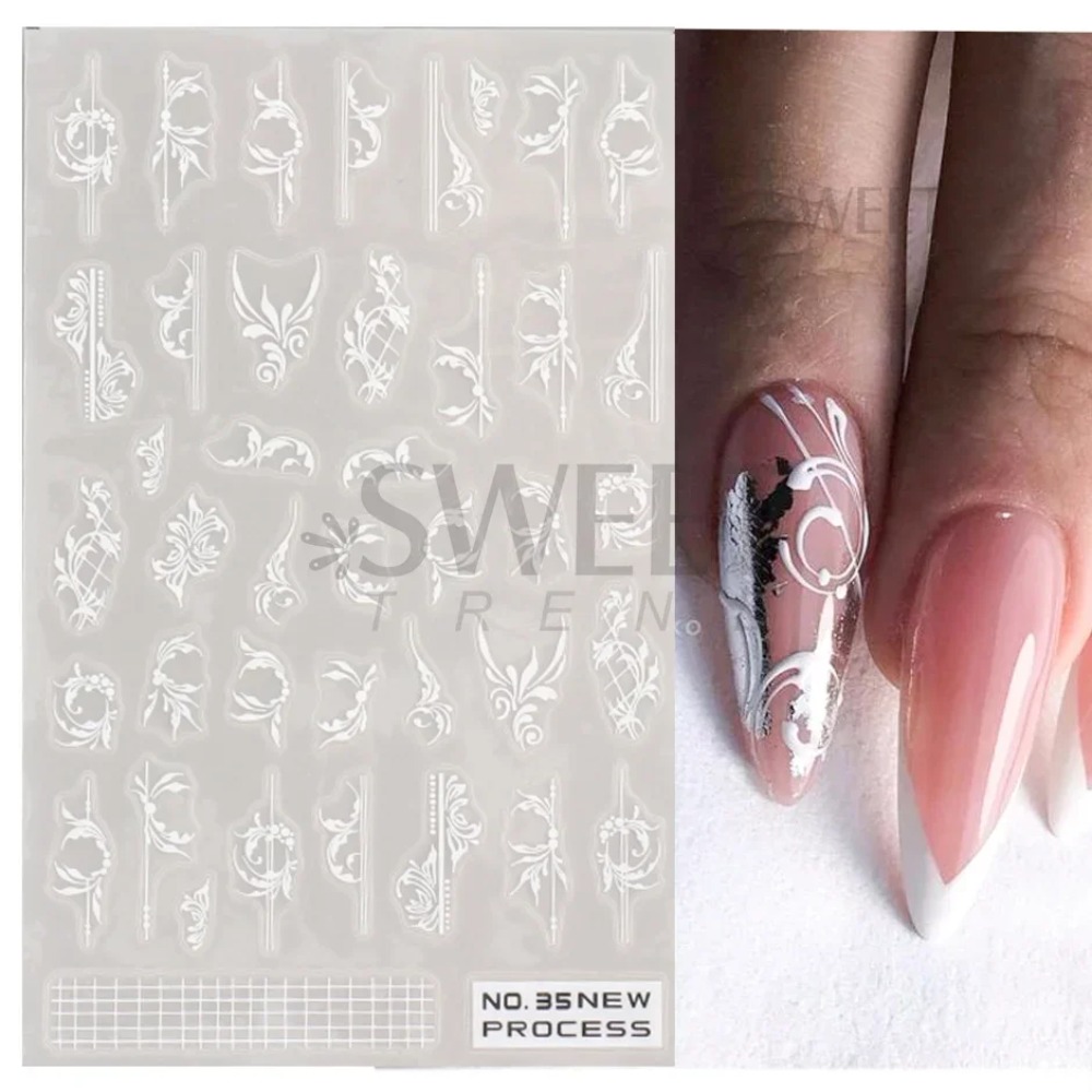 الدانتيل الأبيض زهرة مسمار الف - مراجعة Nail Art Simple Elegant وسعره