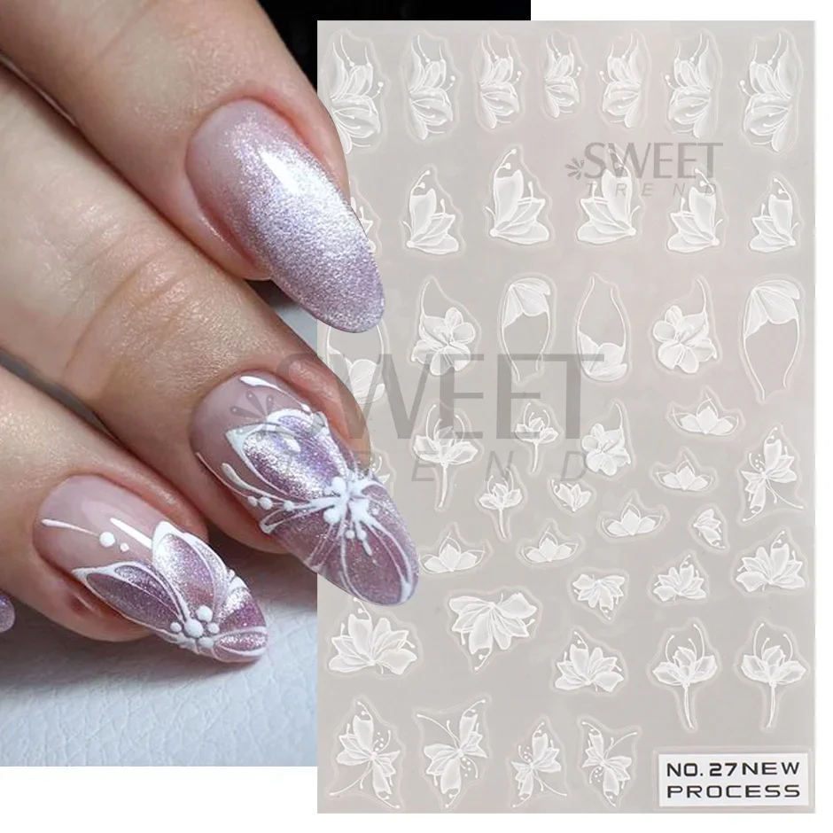 الدانتيل الأبيض زهرة مسمار الف - مراجعة Nail Art Simple Elegant وسعره