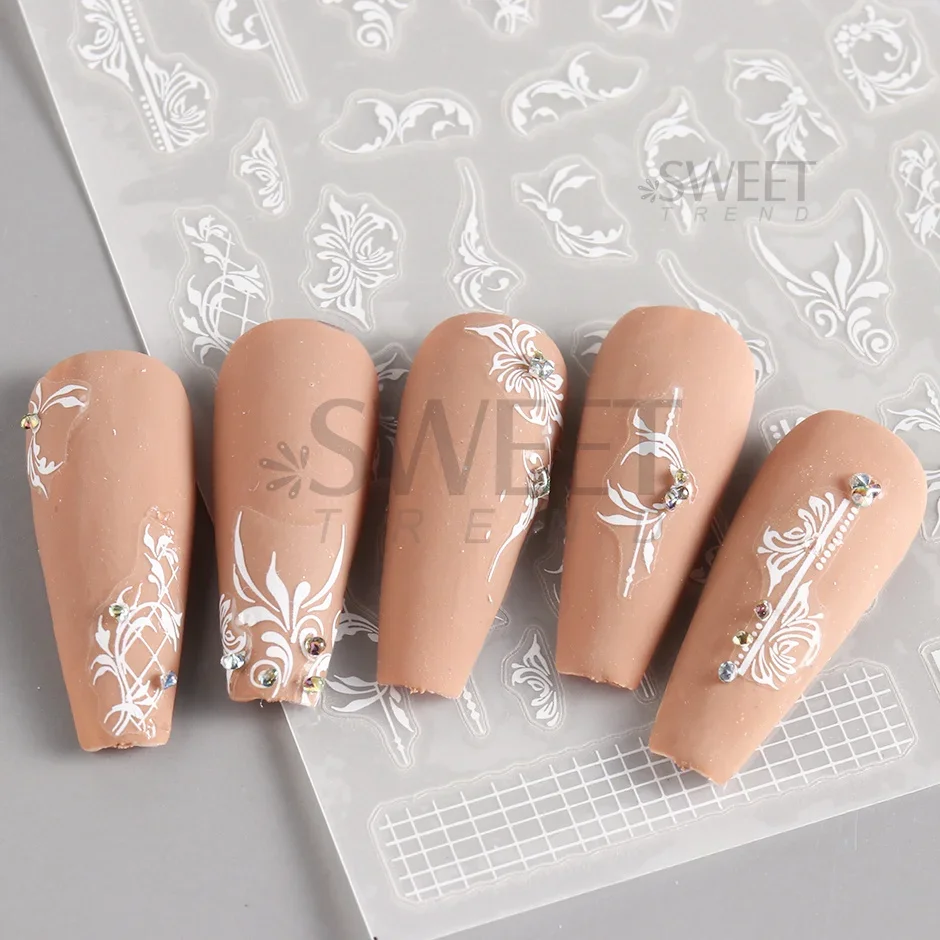 الدانتيل الأبيض زهرة مسمار الف - مراجعة Nail Art Simple Elegant وسعره