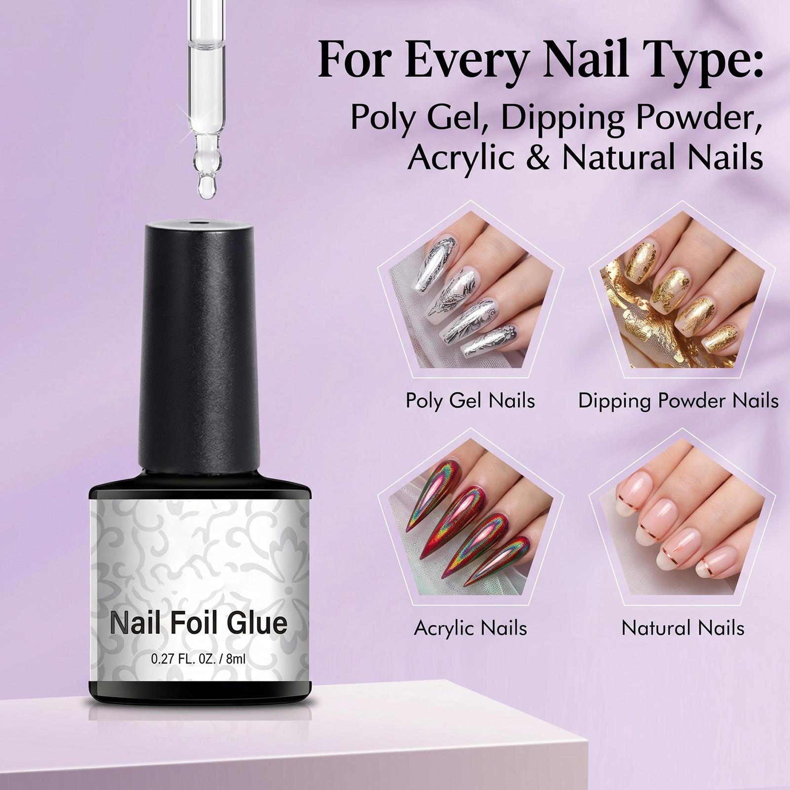 جل لاصق للأظافر 8 مل، جل نقل ا - مراجعة Nail Foil Transfer وسعره