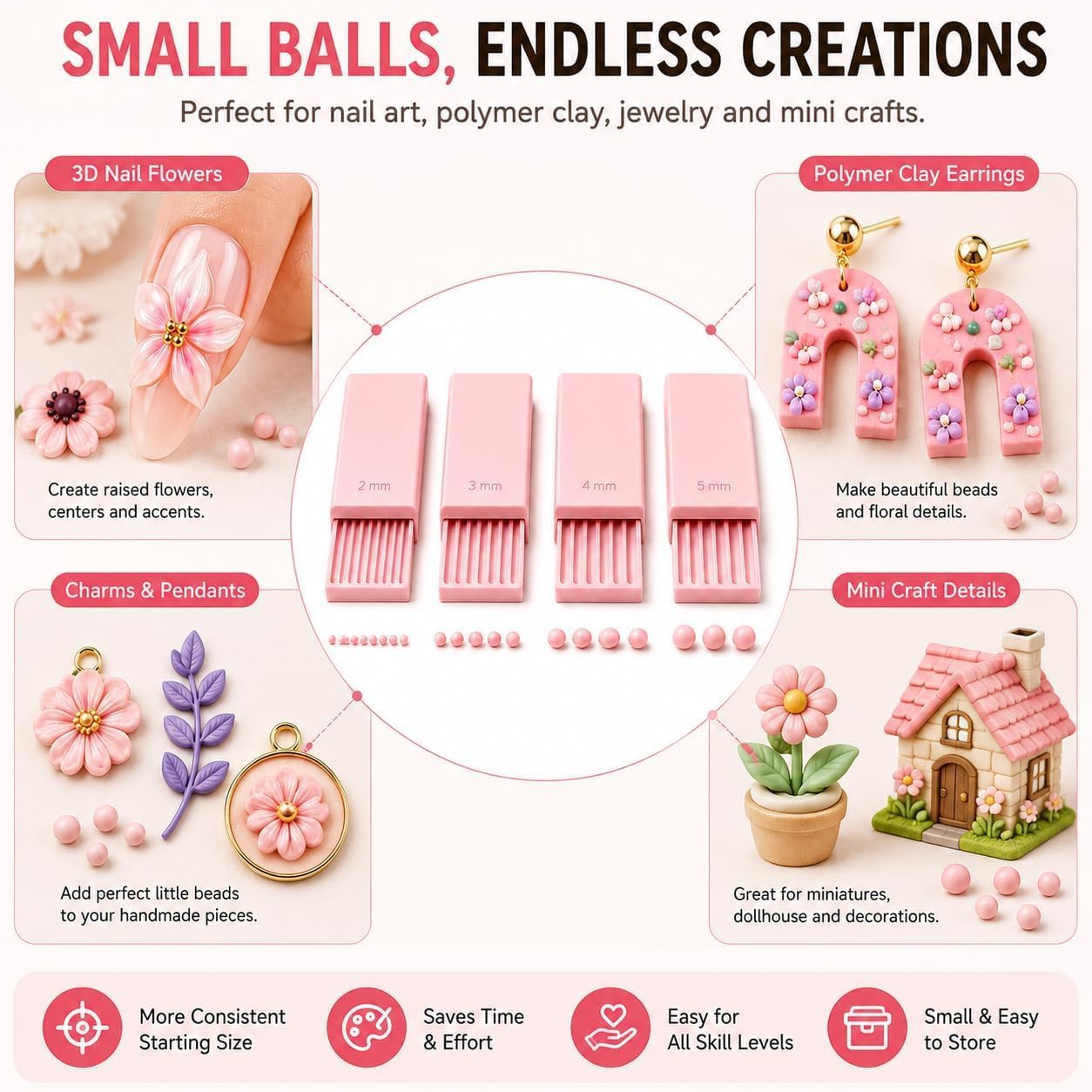 4 قطع من أدوات صنع كرات الجل ا - مراجعة Nail Art Ideas وسعره