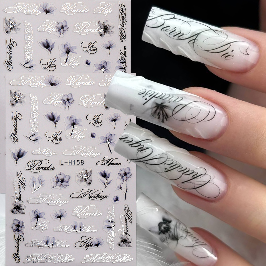 ملصقات أظافر بتصميم زهور وخط إ - مراجعة Nail Art Quotes وسعره