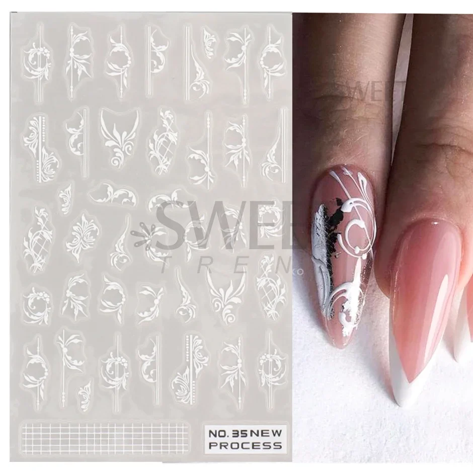الدانتيل الأبيض زهرة مسمار الف - مراجعة Nail Art Simple Elegant وسعره